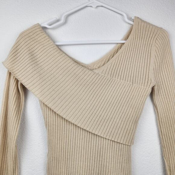 Lovers and Friends Booker Sweater Cream Long Sleeve Off The Shoulder Size XS - Picture 6 of 10